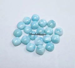 8MM, 9MM, 10MM Natural Larimar Cushion Cabochon Gemstone, AAA larimar Smooth Cushion Cabs Flat Back Gemstone for jewelry