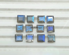 5MM, 6MM Natural Labradorite Faceted Square Cut Stone, AAA Labradorite Faceted Square Loose Calibrated Blue flashy Cut Stone For jewelry