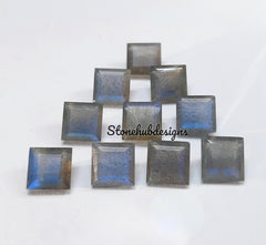 7MM, 8MM Natural Labradorite Faceted Square Cut Stone, AAA Labradorite Faceted Square Loose Calibrated Blue flashy Cut Stone For jewelry