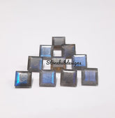 7MM, 8MM Natural Labradorite Faceted Square Cut Stone, AAA Labradorite Faceted Square Loose Calibrated Blue flashy Cut Stone For jewelry