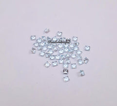 2MM, 2.5MM Natural Sky Blue Topaz Faceted Square Cut Stone, AAA Sky Blue Topaz Faceted Square Loose Calibrated Cut Gemstone For Jewelry