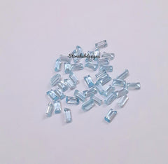 1.5x3MM, 2x3MM Natural Sky Blue Topaz Faceted Baguette Cut Gemstone, AAA Sky Topaz Faceted Baguette Loose Calibrated Cut Stone For Jewelry