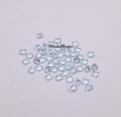 2MM, 2.5MM Natural Sky Blue Topaz Faceted Square Cut Stone, AAA Sky Blue Topaz Faceted Square Loose Calibrated Cut Gemstone For Jewelry