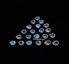 2x3MM, 3x4MM, 3x5MM, 4x6MM Natural Moonstone Faceted Pear Gemstone, AAA Moonstone Faceted Pear Blue Flash Calibrated Gemstone for Jewelry