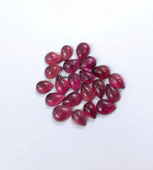 6x8MM, 6x9MM, 7x9MM, 7x10MM, 8x10MM Natural AAA Pink Tourmaline Smooth Pear Loose Calibrated Flat Back Cabochon Gemstone for jewelry