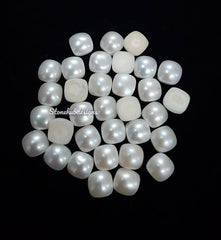 6MM, 7MM, 8MM Natural Fresh Water White Pearl Cushion Cabochon Gemstone, AAA White Pearl Cushion Flat back Cabochon Loose Stone For Jewelry