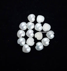 6MM Natural Fresh Water White Pearl Heart Cabochon Gemstone, AAA White Pearl Smooth Heart Cabochon Flat Back Loose Stone For Jewelry