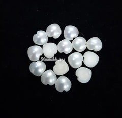 6MM Natural Fresh Water White Pearl Heart Cabochon Gemstone, AAA White Pearl Smooth Heart Cabochon Flat Back Loose Stone For Jewelry