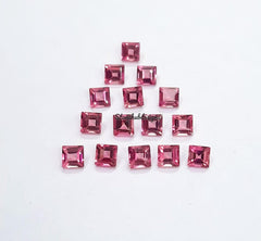 2x2MM, 2.5x2.5MM, 3x3MM Natural Pink Tourmaline Faceted Square Cut Gemstone, AAA Pink Tourmaline Faceted Square Cut Stone for Jewelry