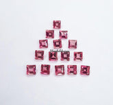 2x2MM, 2.5x2.5MM, 3x3MM Natural Pink Tourmaline Faceted Square Cut Gemstone, AAA Pink Tourmaline Faceted Square Cut Stone for Jewelry