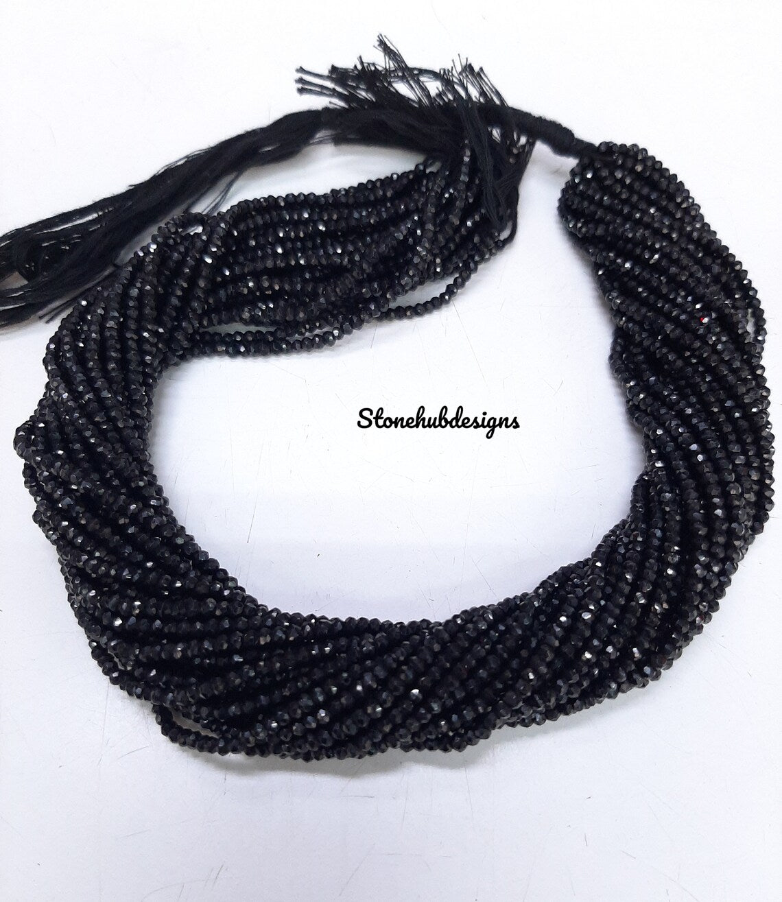 3-3.50MM Natural Black Spinel faceted rondelle beads, AAA Quality Black Spinel Faceted Beads For Jewelry
