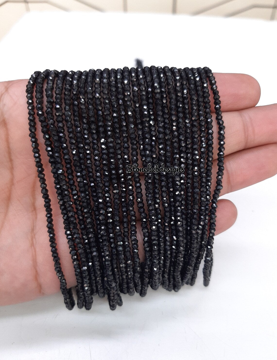 3-3.50MM Natural Black Spinel faceted rondelle beads, AAA Quality Black Spinel Faceted Beads For Jewelry