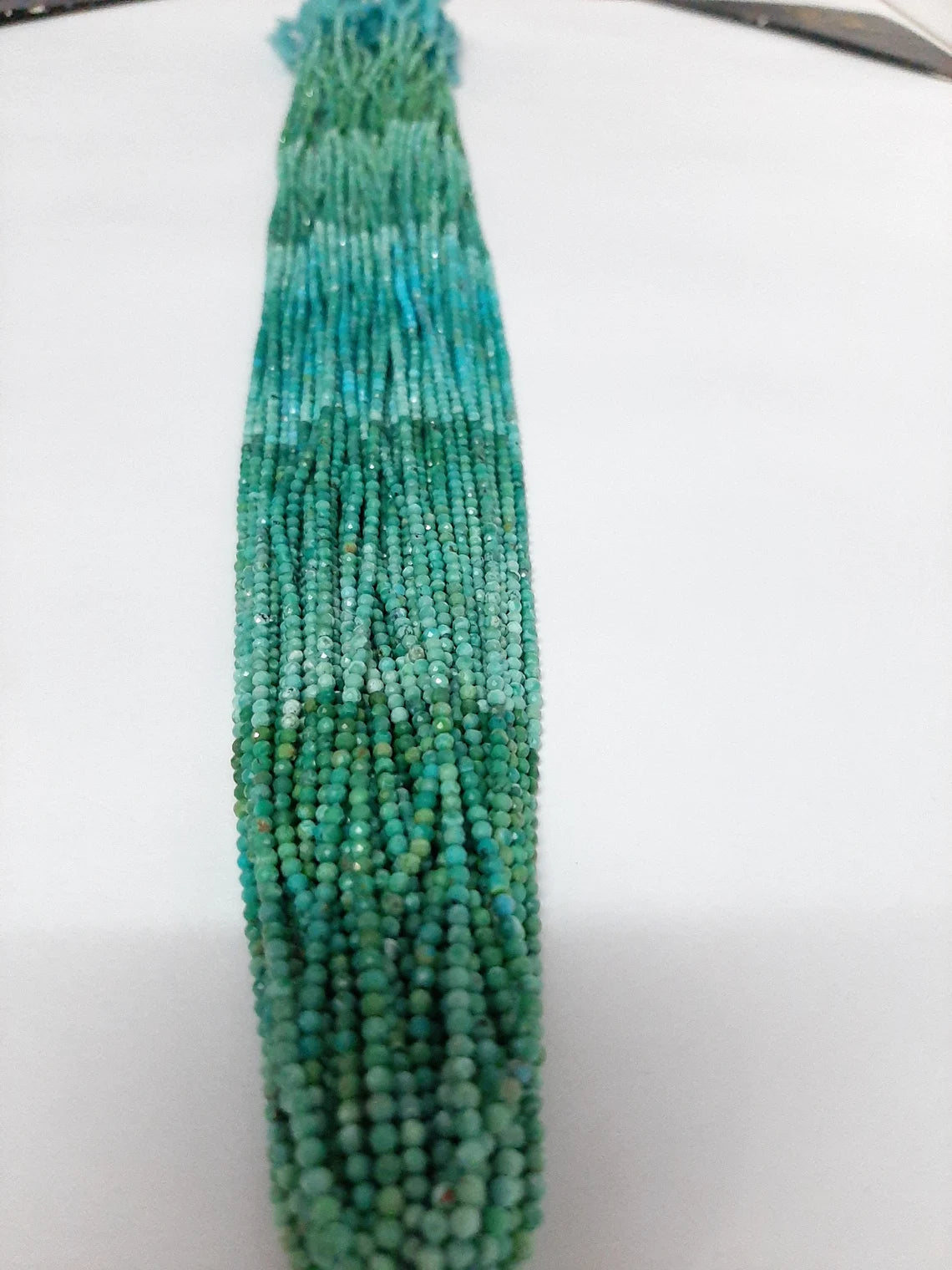 2-2.50MM Natural Tibetan Turquoise micro cut faceted Rondelle Beads, Turquoise micro Faceted Round Beads, 13 Inches Strand