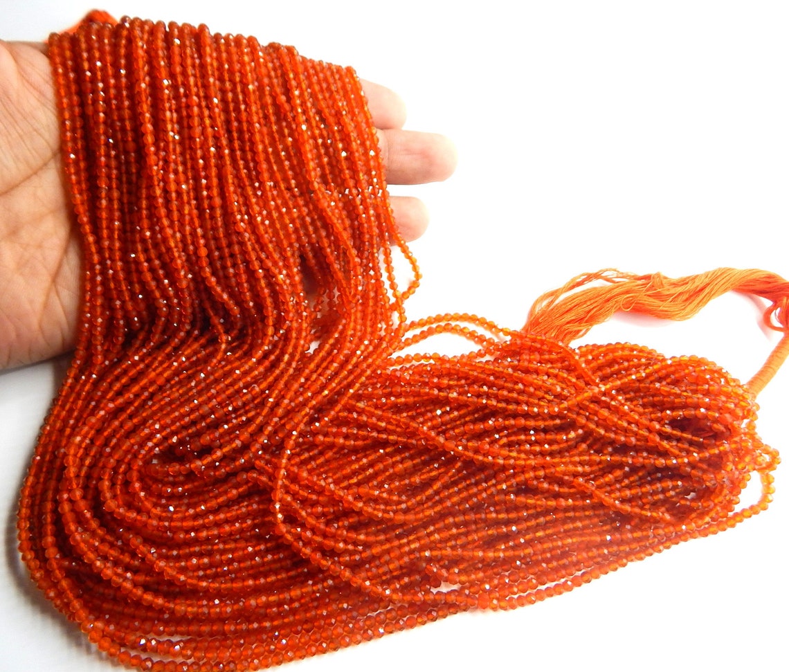 2-2.50MM Natural Carnelian Rondelle Faceted Micro Cut Beads, AAA Quality Carnelian beads For Jewelry Making