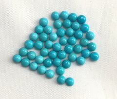 2.75MM, 3MM, 3.50MM, 4MM, 4.50MM Natural Turquoise Cabochon Round Gemstone, AAA Sleeping beauty Turquoise Smooth Round Cabs for Fine Jewelry