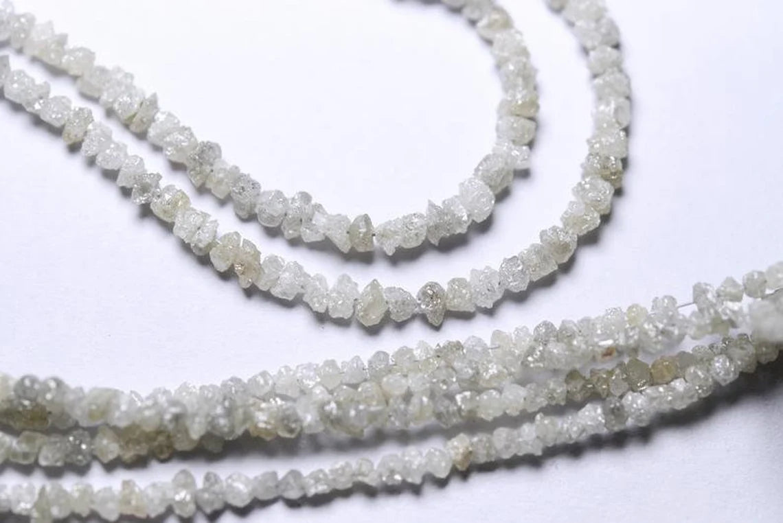 AAA Natural White Diamond Rough Uncut Beads, White Rough Diamonds, White Diamond Beads Center Drill, Raw Nuggets