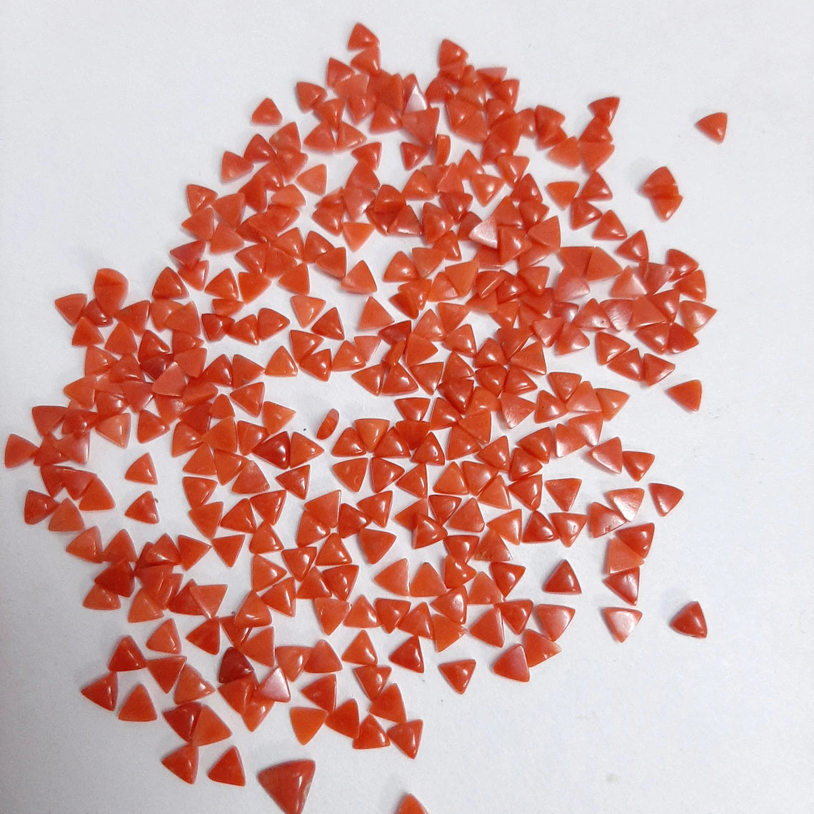 4MM Natural Coral Trillion Cabochon Loose Gemstone, AAA Italian Coral smooth trillion stone for jewelry making