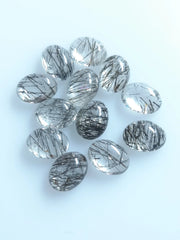 8X10MM, 9X11MM, 10X12MM Natural Black Rutilated Quartz Oval Cabochon Top Quality- AAA Rutile Quartz Smooth Oval Cabochon For Jewelry