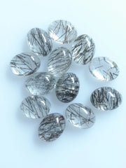 8X10MM, 9X11MM, 10X12MM Natural Black Rutilated Quartz Oval Cabochon Top Quality- AAA Rutile Quartz Smooth Oval Cabochon For Jewelry