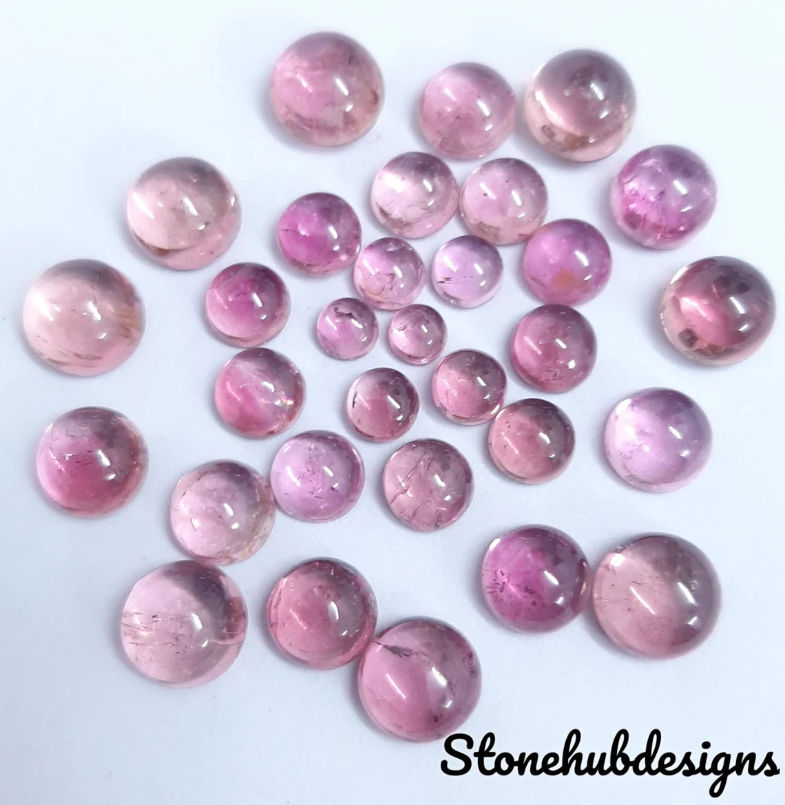 3MM, 4MM, 5MM, 6MM, 7MM, 8MM Natural Light Pink Tourmaline Round Cabochon Gemstone - light pink tourmaline Cabs for jewelry making
