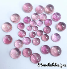 3MM, 4MM, 5MM, 6MM, 7MM, 8MM Natural Light Pink Tourmaline Round Cabochon Gemstone - light pink tourmaline Cabs for jewelry making