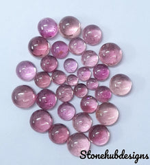 3MM, 4MM, 5MM, 6MM, 7MM, 8MM Natural Light Pink Tourmaline Round Cabochon Gemstone - light pink tourmaline Cabs for jewelry making