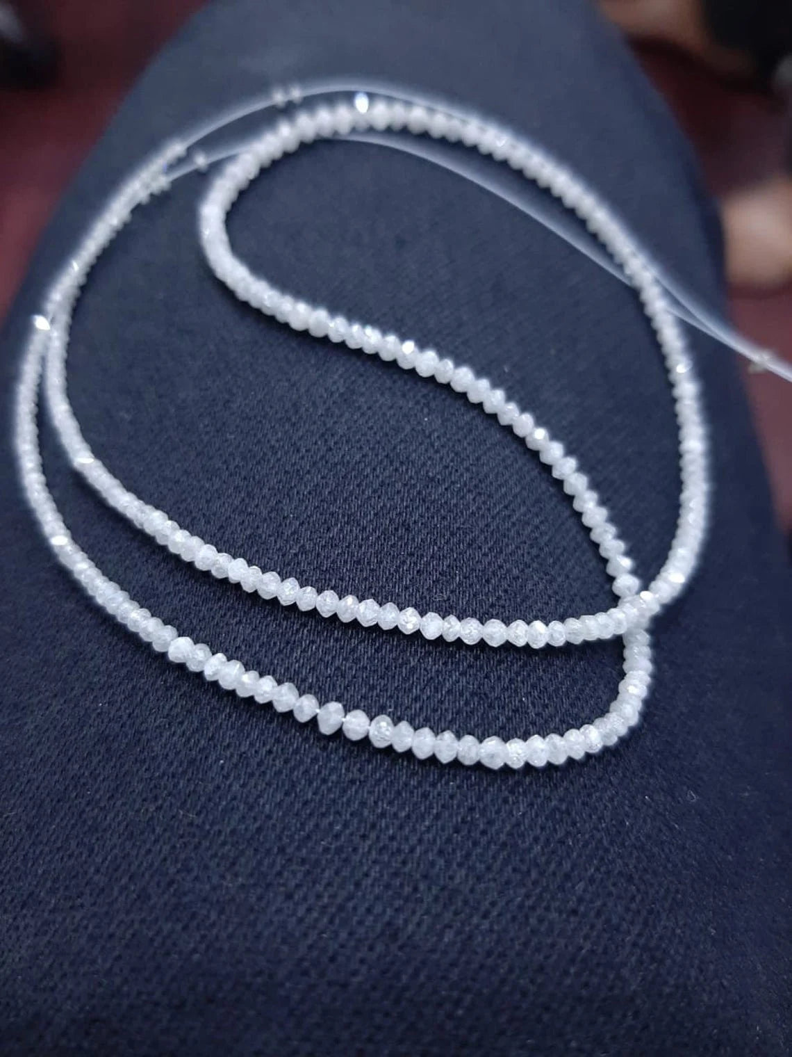 Natural White Diamond Faceted Rondelle Beads, Diamond Necklace, AAA White Diamond Faceted Beads for Jewelry, White Diamond Beads