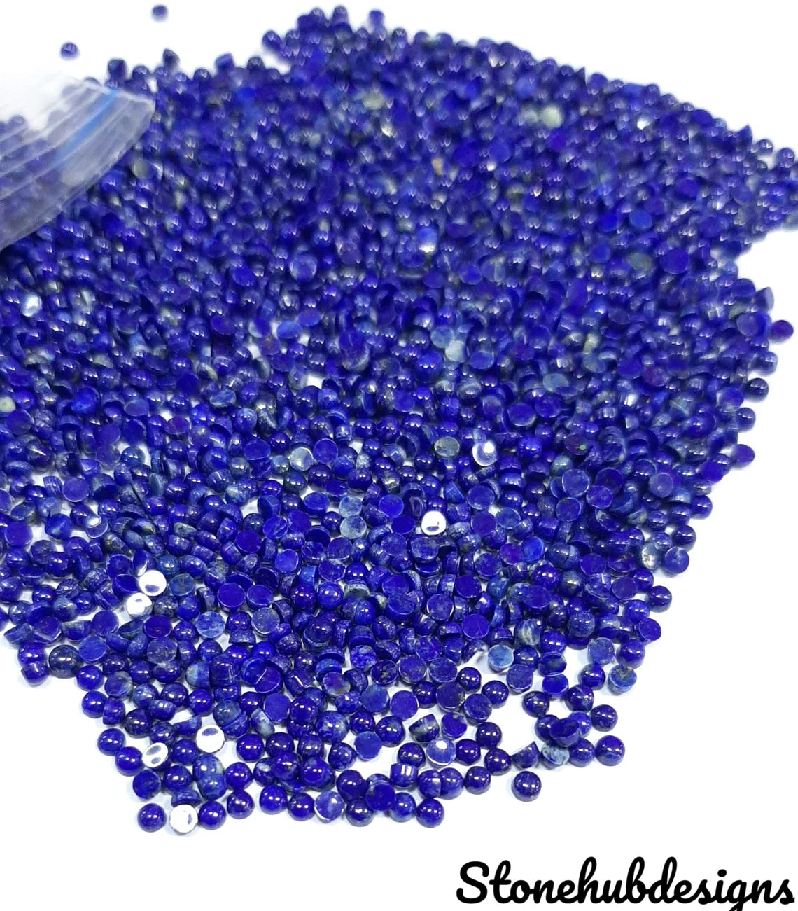 2MM, 2.25MM, 2.50MM, 3MM Natural Lapis Lazuli Cabochon Round Gemstone | AAA Blue Lapis Smooth Round Semi Precious Gemstone for Jewelry