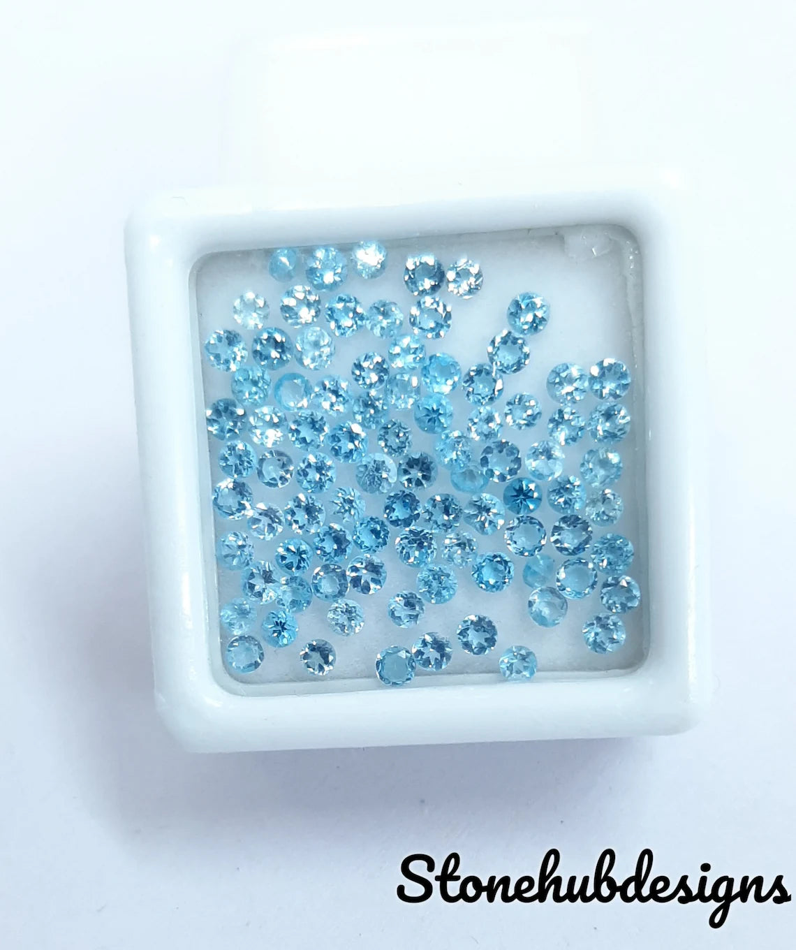 1.75MM, 2MM, 2.25MM, 2.50MM, 2.75MM Natural Swiss Blue Topaz Faceted Round Gemstone, AAA Swiss Blue Topaz Round Loose Calibrated for jewelry