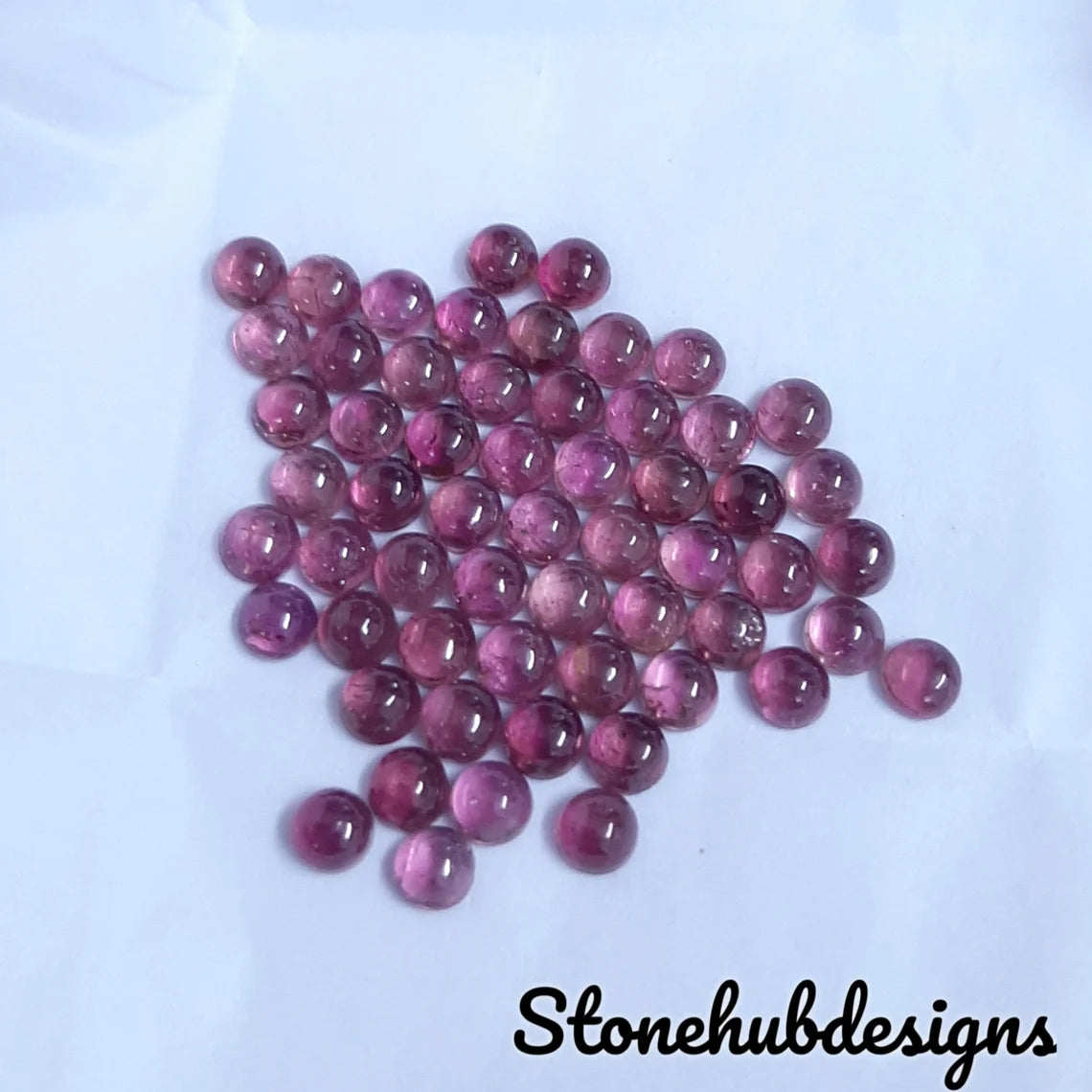 5MM Natural Pink Tourmaline Round Cabochon Gemstone, Pink Tourmaline Smooth Round Flat Back Cabochon for jewelry making