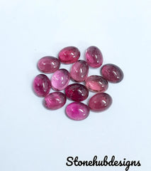 Natural Pink Tourmaline Oval Cabochon Gemstone, AAA Pink Tourmaline Smooth Oval Loose Calibrated Flat Back Cabochon Gemstone for jewelry