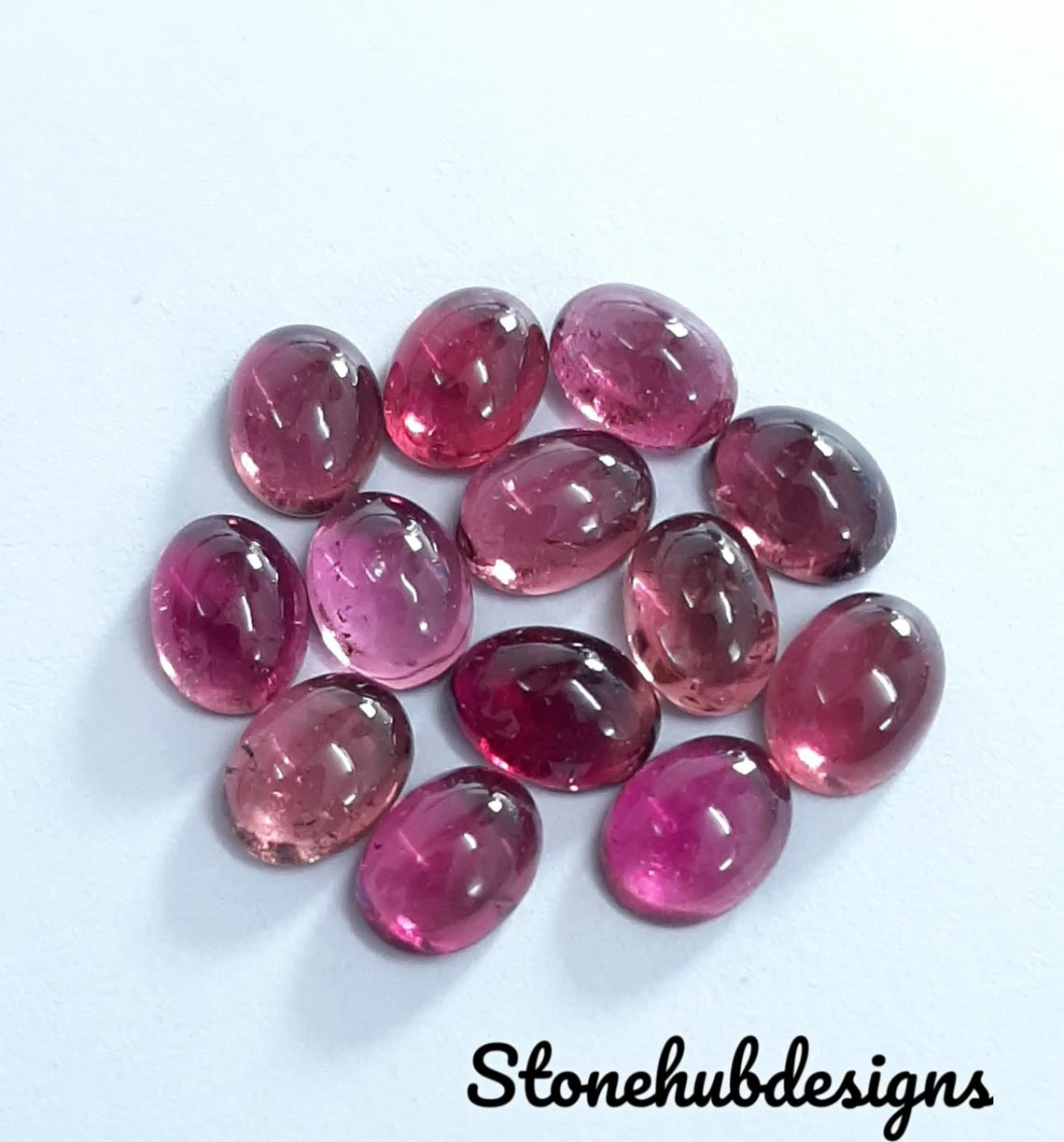 Natural Pink Tourmaline Oval Cabochon Gemstone, AAA Pink Tourmaline Smooth Oval Loose Calibrated Flat Back Cabochon Gemstone for jewelry