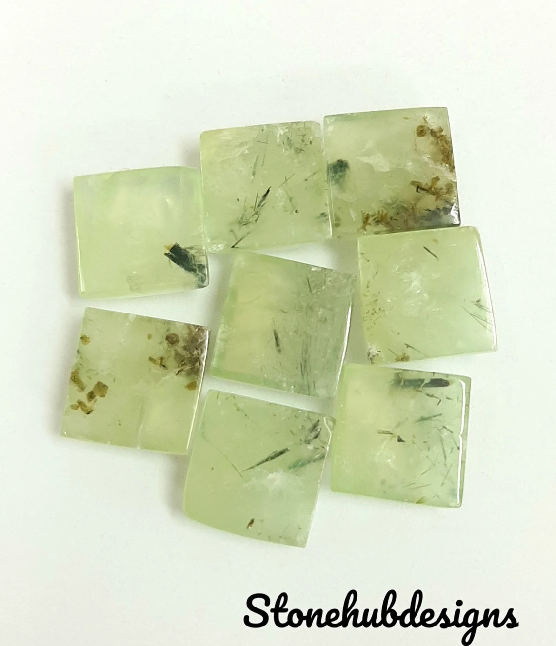 Natural Prehnite Rutile Smooth Square Cabochon, CALIBRATED Loose Semi Precious Gemstone, Prehnite Square Cabochon For Jewelry Making