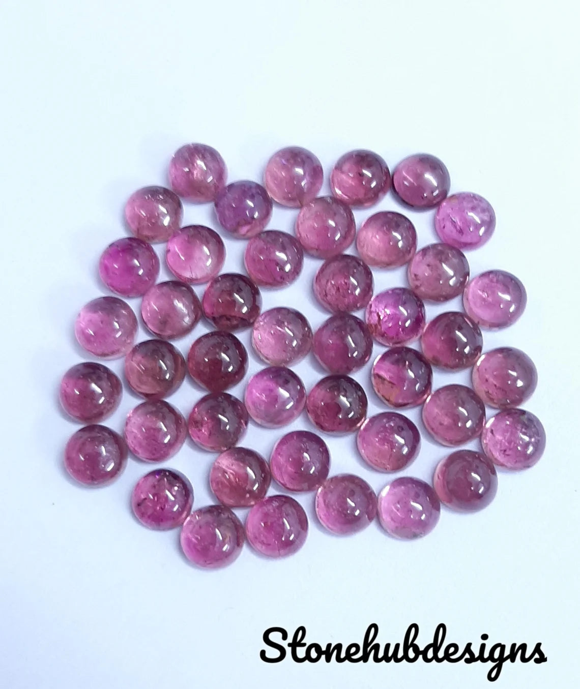 5MM Natural Pink Tourmaline Round Cabochon Gemstone, Pink Tourmaline Smooth Round Flat Back Cabochon for jewelry making