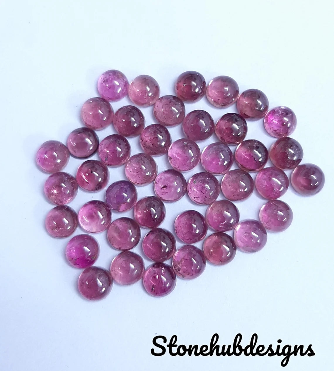 5MM Natural Pink Tourmaline Round Cabochon Gemstone, Pink Tourmaline Smooth Round Flat Back Cabochon for jewelry making