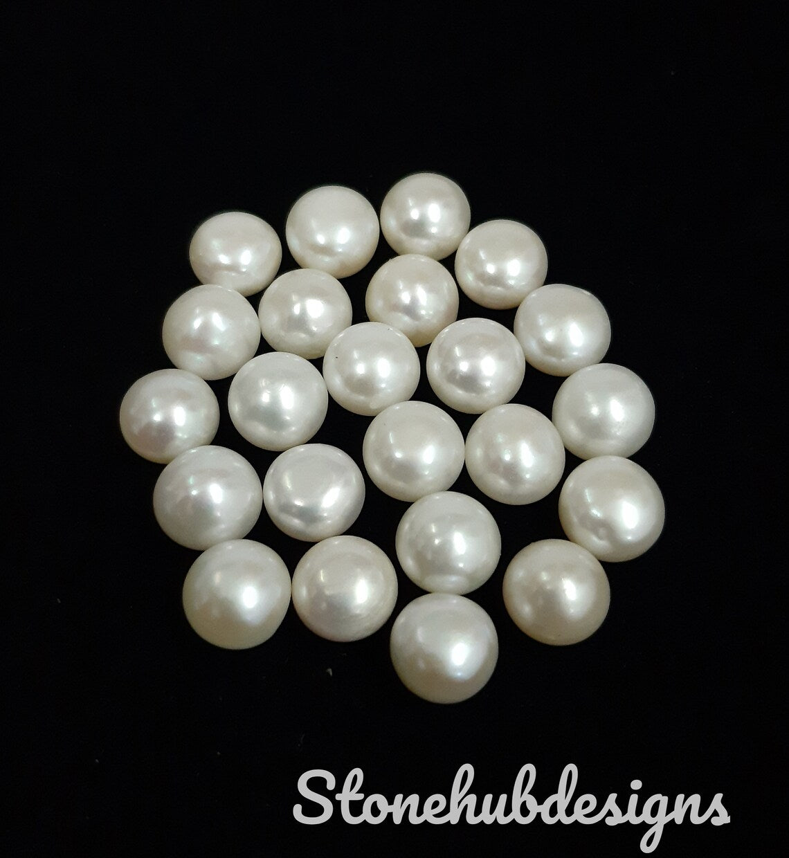 9MM, 10MM Natural Fresh Water White Pearl Round cabochon Gemstone, AAA White Pearl Smooth Round flat back Cabochon Loose stone For Jewelry