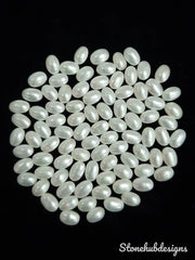 6x8MM, 7x9MM, 8x10MM Natural Fresh Water White Pearl Oval cabochon Gemstone, AAA White Pearl Oval flat back cabochon Loose stone For Jewelry