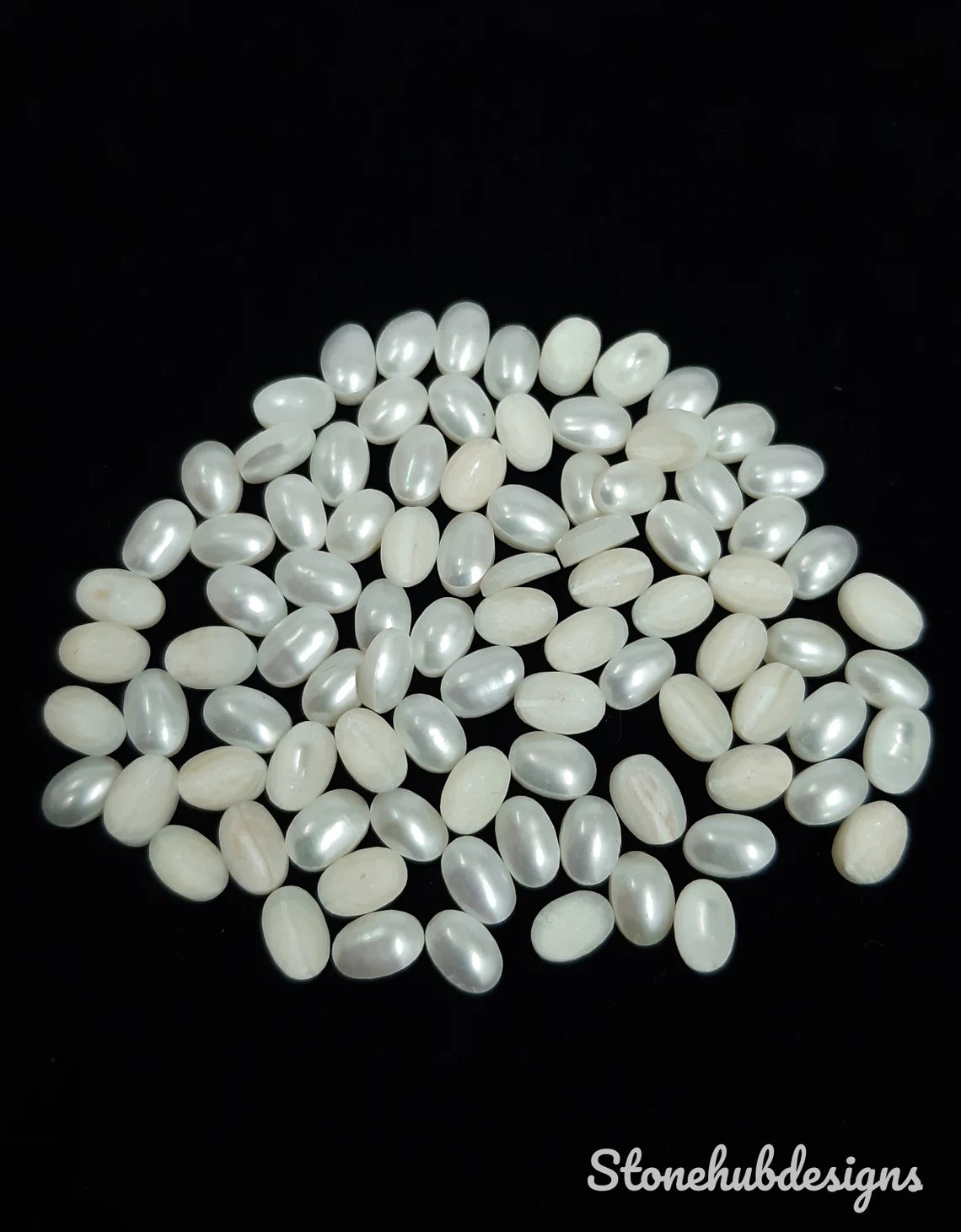 3x5MM, 4x6MM, 5x7MM Natural Fresh Water White Pearl Oval cabochon Gemstone, AAA Quality White Pearl Oval cabochon Loose stone For Jewelry