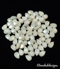 3x5MM, 4x6MM, 5x7MM Natural Fresh Water White Pearl Pear cabochon Gemstone, AAA White Pearl flat back Cabochon Pear Loose stone For Jewelry