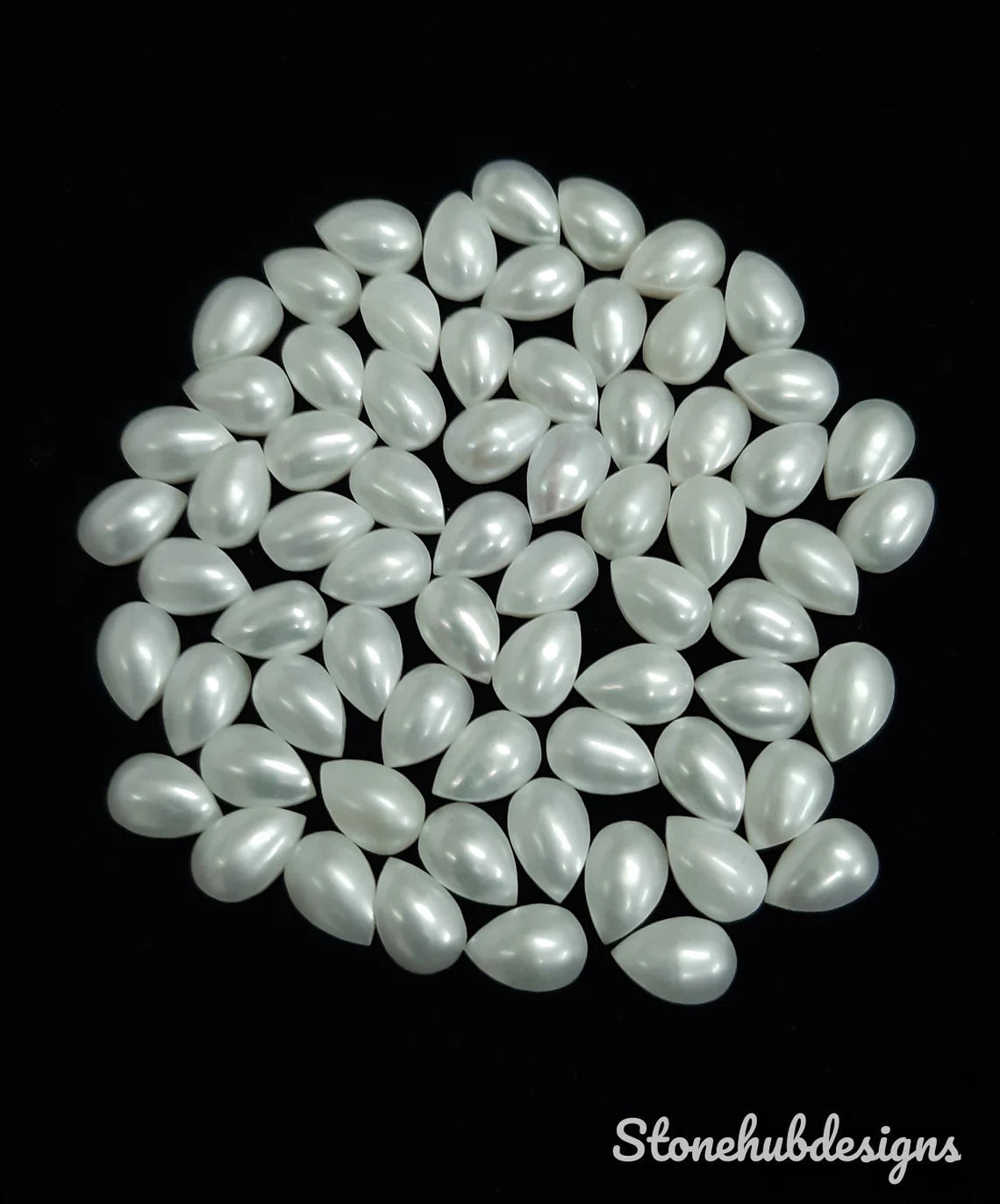6x9MM, 7x10MM, 8x12MM Natural Fresh Water White Pearl Pear cabochon Gemstone, AAA Quality White Pear cabochon Pear Loose stone For Jewelry