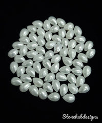 6x9MM, 7x10MM, 8x12MM Natural Fresh Water White Pearl Pear cabochon Gemstone, AAA Quality White Pear cabochon Pear Loose stone For Jewelry