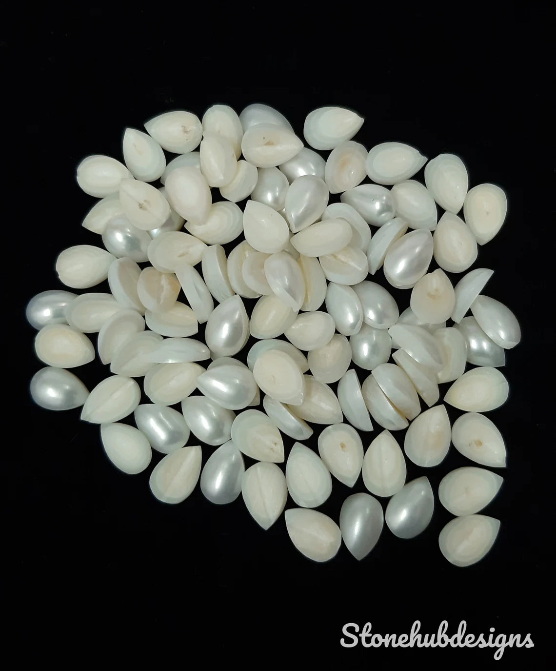6x9MM, 7x10MM, 8x12MM Natural Fresh Water White Pearl Pear cabochon Gemstone, AAA Quality White Pear cabochon Pear Loose stone For Jewelry