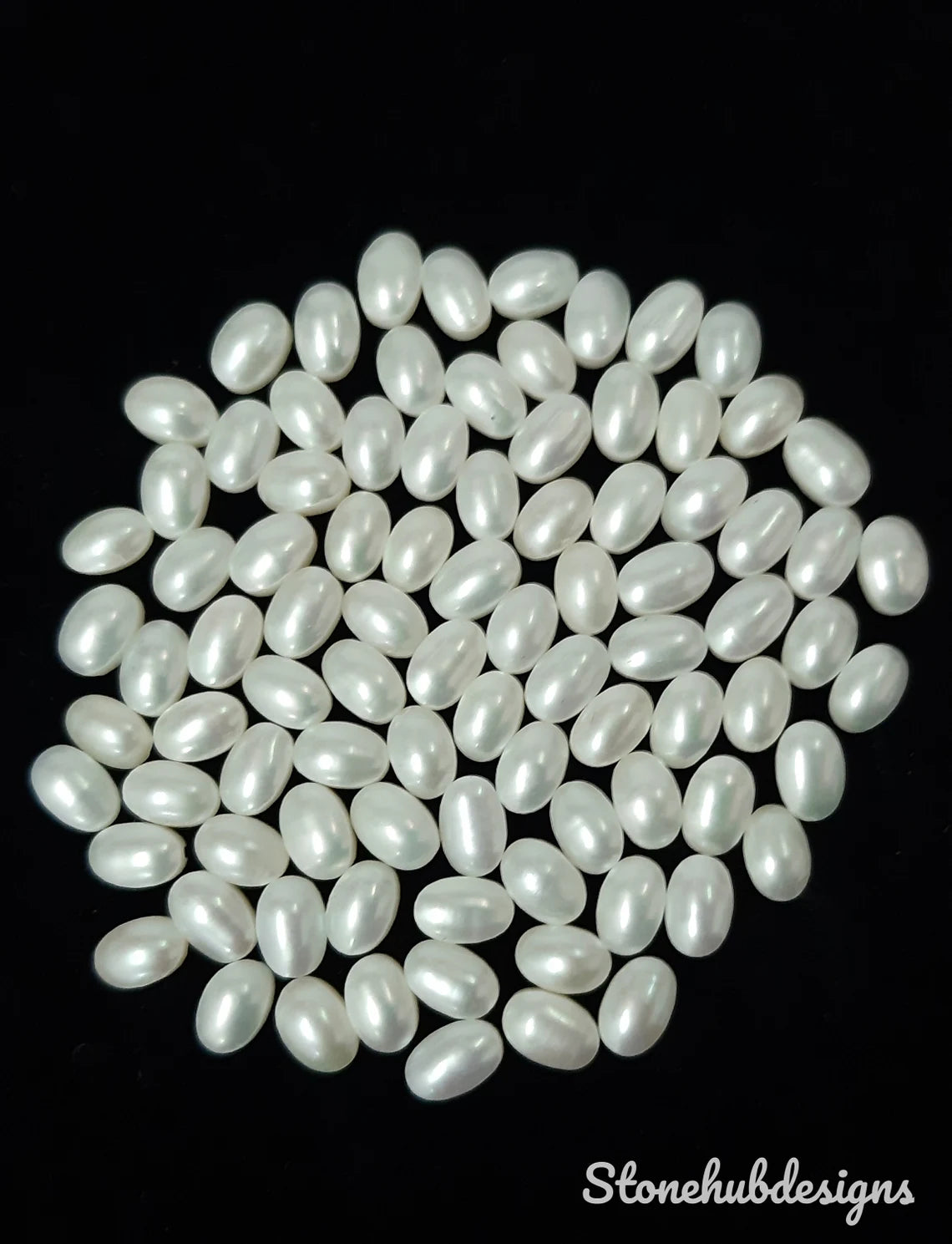 3x5MM, 4x6MM, 5x7MM Natural Fresh Water White Pearl Oval cabochon Gemstone, AAA Quality White Pearl Oval cabochon Loose stone For Jewelry