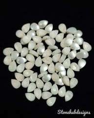 3x5MM, 4x6MM, 5x7MM Natural Fresh Water White Pearl Pear cabochon Gemstone, AAA White Pearl flat back Cabochon Pear Loose stone For Jewelry