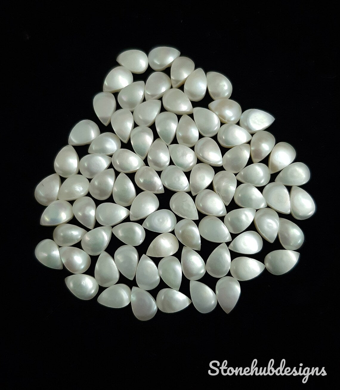3x5MM, 4x6MM, 5x7MM Natural Fresh Water White Pearl Pear cabochon Gemstone, AAA White Pearl flat back Cabochon Pear Loose stone For Jewelry