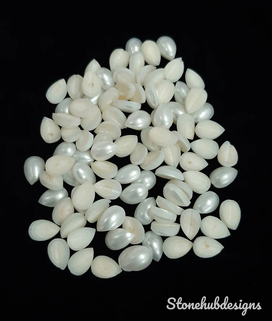6x9MM, 7x10MM, 8x12MM Natural Fresh Water White Pearl Pear cabochon Gemstone, AAA Quality White Pear cabochon Pear Loose stone For Jewelry