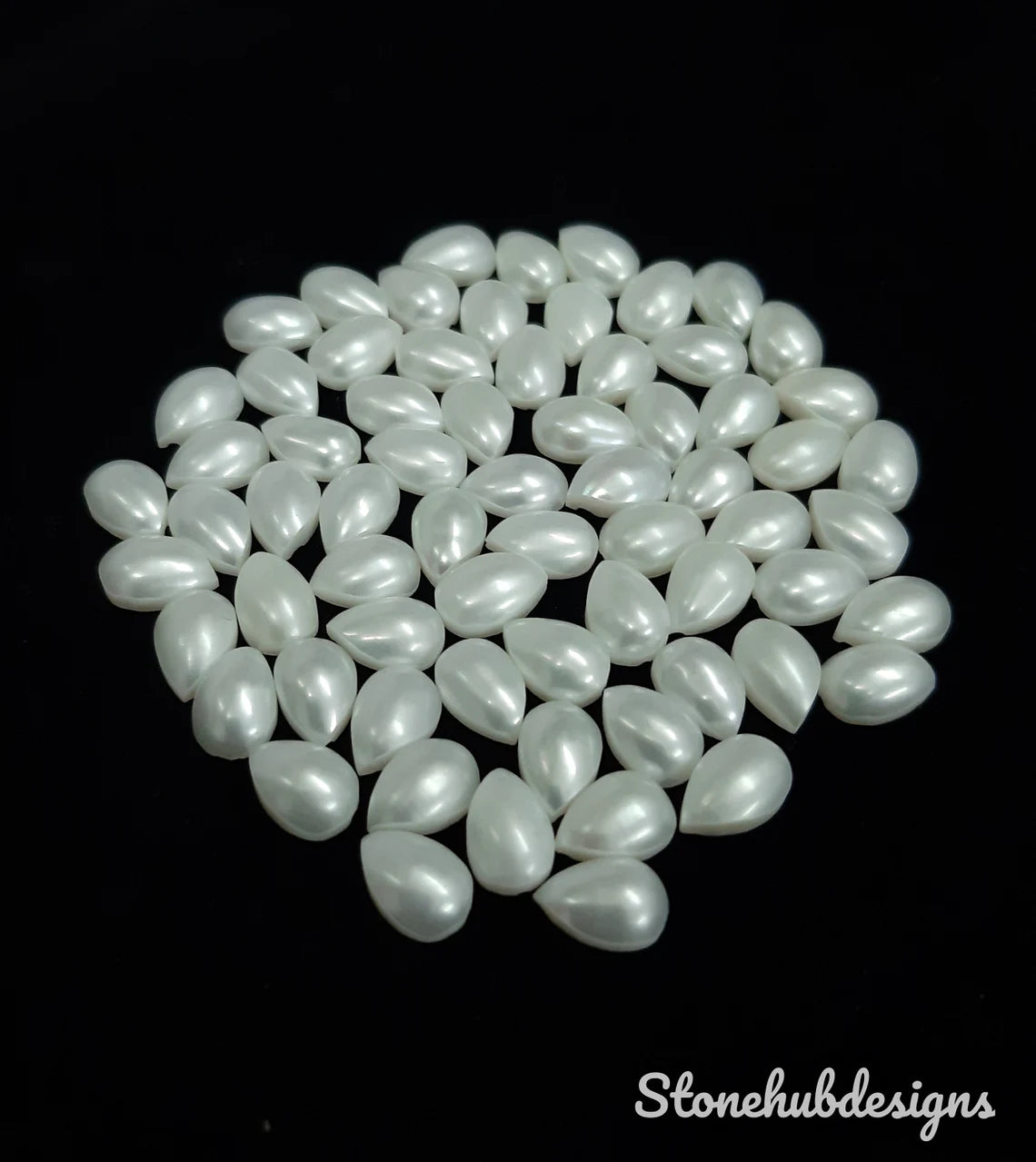 6x9MM, 7x10MM, 8x12MM Natural Fresh Water White Pearl Pear cabochon Gemstone, AAA Quality White Pear cabochon Pear Loose stone For Jewelry
