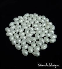 6x9MM, 7x10MM, 8x12MM Natural Fresh Water White Pearl Pear cabochon Gemstone, AAA Quality White Pear cabochon Pear Loose stone For Jewelry
