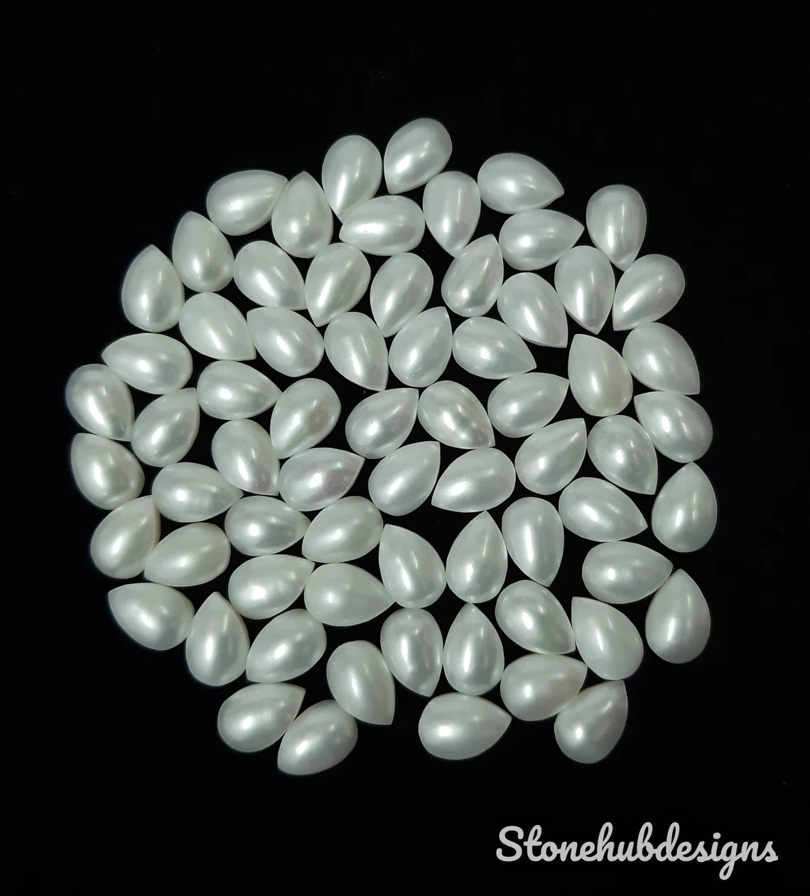 6x9MM, 7x10MM, 8x12MM Natural Fresh Water White Pearl Pear cabochon Gemstone, AAA Quality White Pear cabochon Pear Loose stone For Jewelry