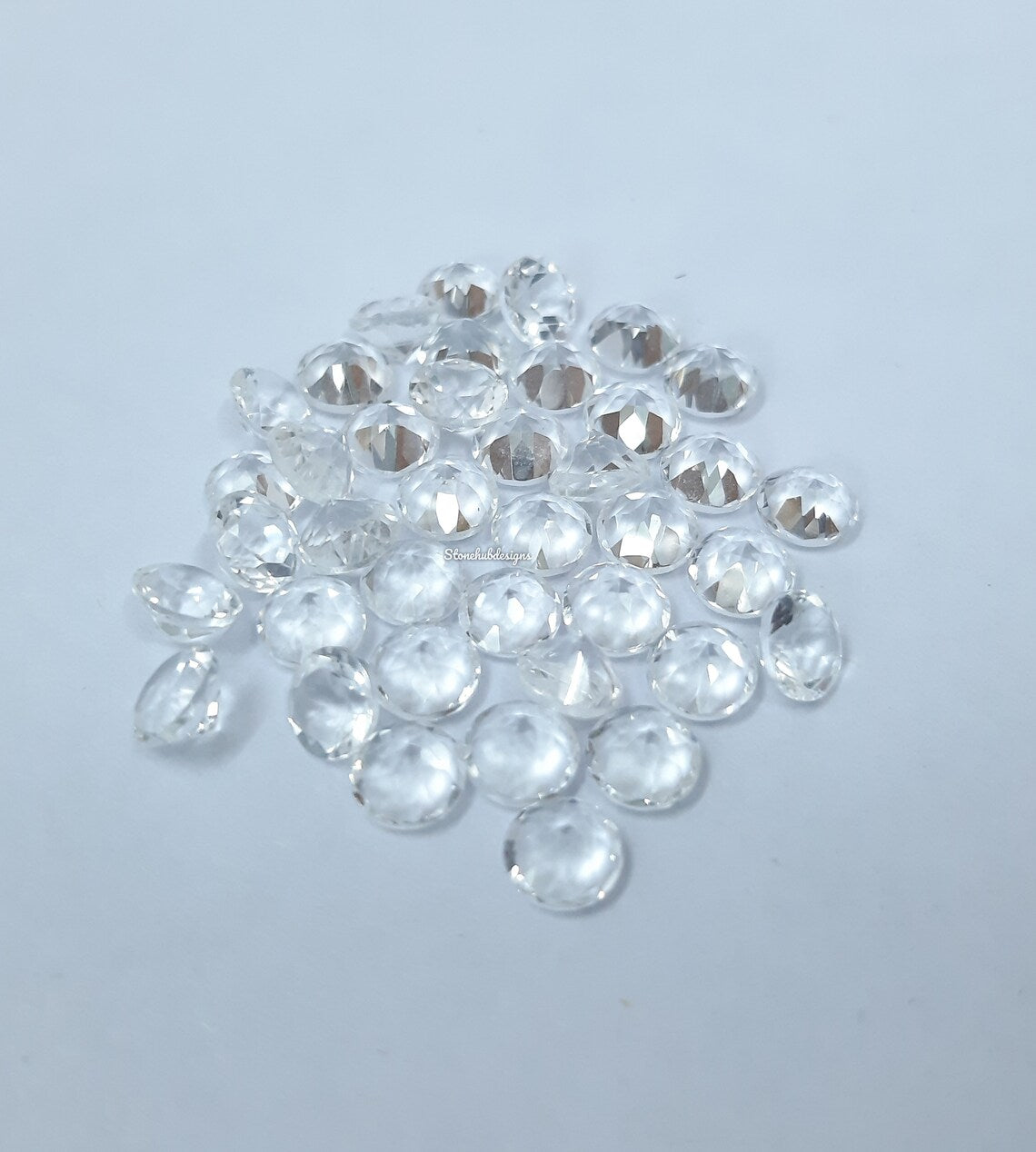 3MM, 3.5MM, 4MM, 4.50MM, 5MM, 6MM Natural Crystal Quartz Faceted Round Cut Gemstone, AAA White Crystal Quartz faceted Round Cut For Jewelry
